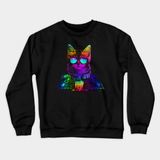 Rainbow Dj cat Crewneck Sweatshirt